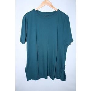 Eileen Fisher Women's XL Green Short Sleeve Stretchy Split Hem T-Shirt